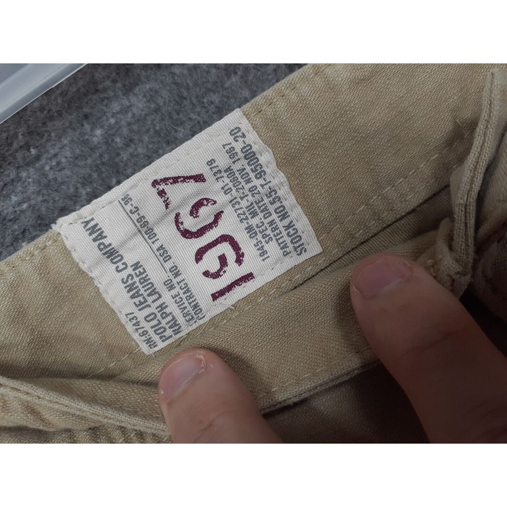 Vintage Polo Jeans Co. Baggy Cargo Pants Mens (fits 36x29) beige skater Wide leg - Picture 11 of 15